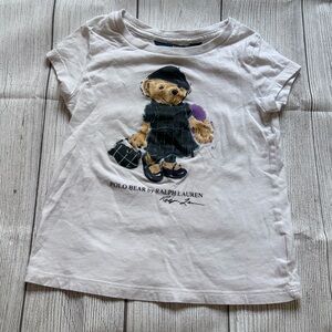 Polo Ralph Lauren Toddler Girls 4T White Bear Graphic Short Sleeve Shirt